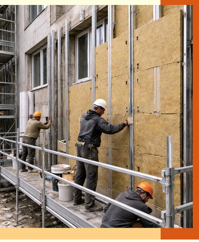 Утепление вентилируемого фасада в Апшеронске от 5739 руб/м2 — монтаж и утепление вентфасад | ТепломастерПшр
